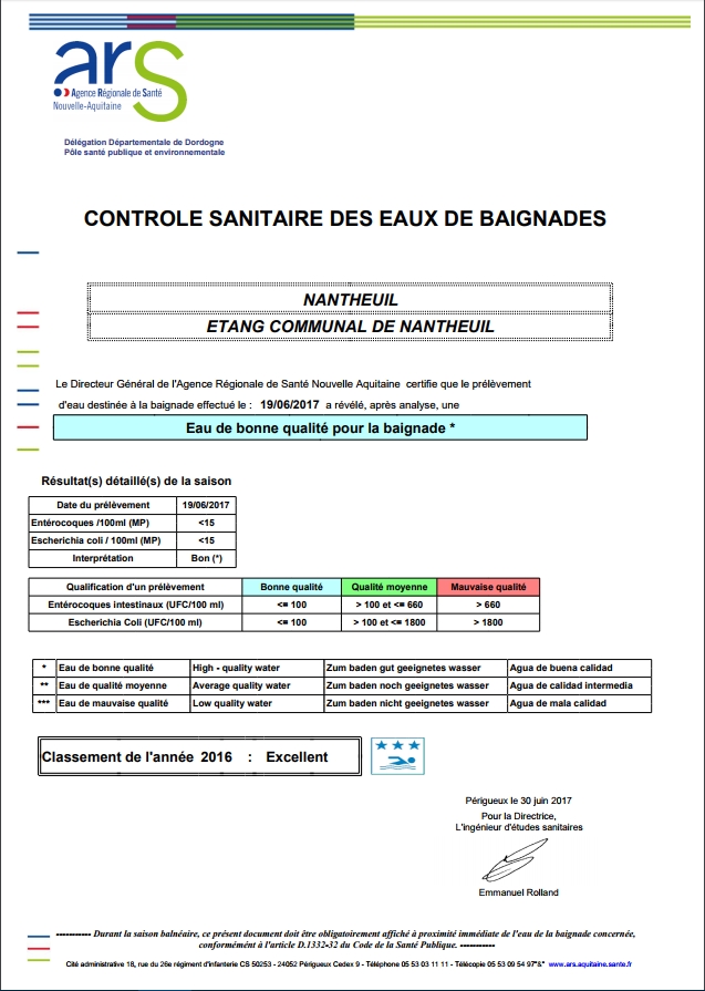 analyse des eaux du lac au 19062017